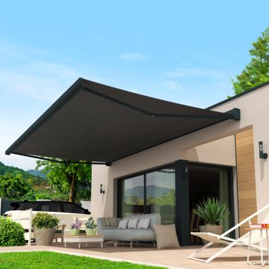 Toldo cofre LEBRON Cinza Antracite 4,00x3,50 M Motorizado Socorro LED Telecomando - Tela Unido Cinza S126 SUNSTYL - 2