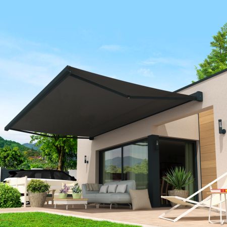 Toldo cofre LEBRON Cinza Antracite 4,00x3,50 M Motorizado Socorro LED Telecomando - Tela Unido Cinza S126 SUNSTYL - 2
