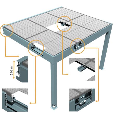 Pérgola solar fotovoltaica Heliolite 5,778x3,543 M - Cinza 4000W Bandeja de cabos incluída INTERSUN - 2