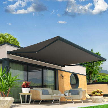 Toldo cofre HEVOA Cinza Antracite feito a medida Motorizado Socorro Telecomando - Tela Unida Cinza S126 INTERSUN - 1