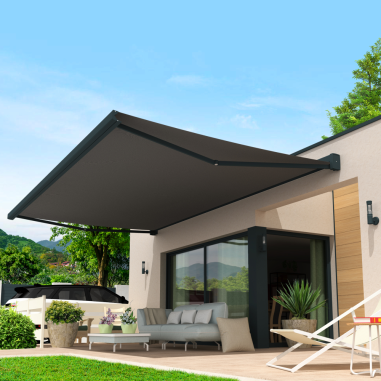 Toldo cofre LEBRON Cinza Antracite feito a medida Motorizado Socorro LED Telecomando - Tela Unido Cinza S126 SUNSTYL - 1