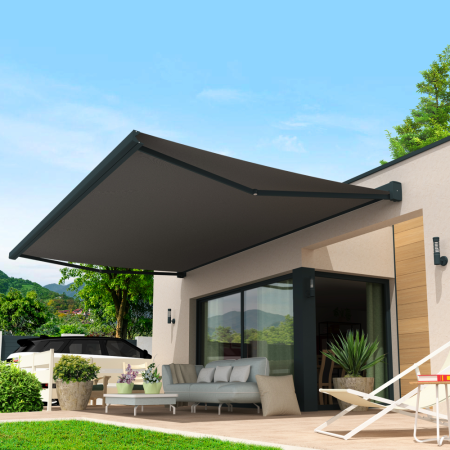 Toldo cofre LEBRON Cinza Antracite feito a medida Motorizado Socorro LED Telecomando - Tela Unido Cinza S126 SUNSTYL - 1