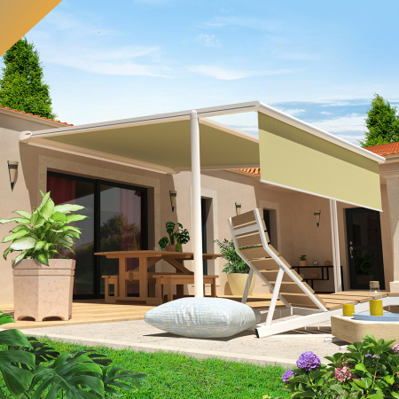 Pérgola Tela PYRITE feito a medida Motorizado c/ Socorro e Telecomando + Cofre LED + Lambrequim INTERSUN - 3