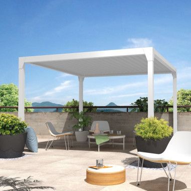 Pérgola bioclimática BERYL Ilot - Branco - 3,50x4,00 M - Tomada para controlo remoto INTERSUN - 1